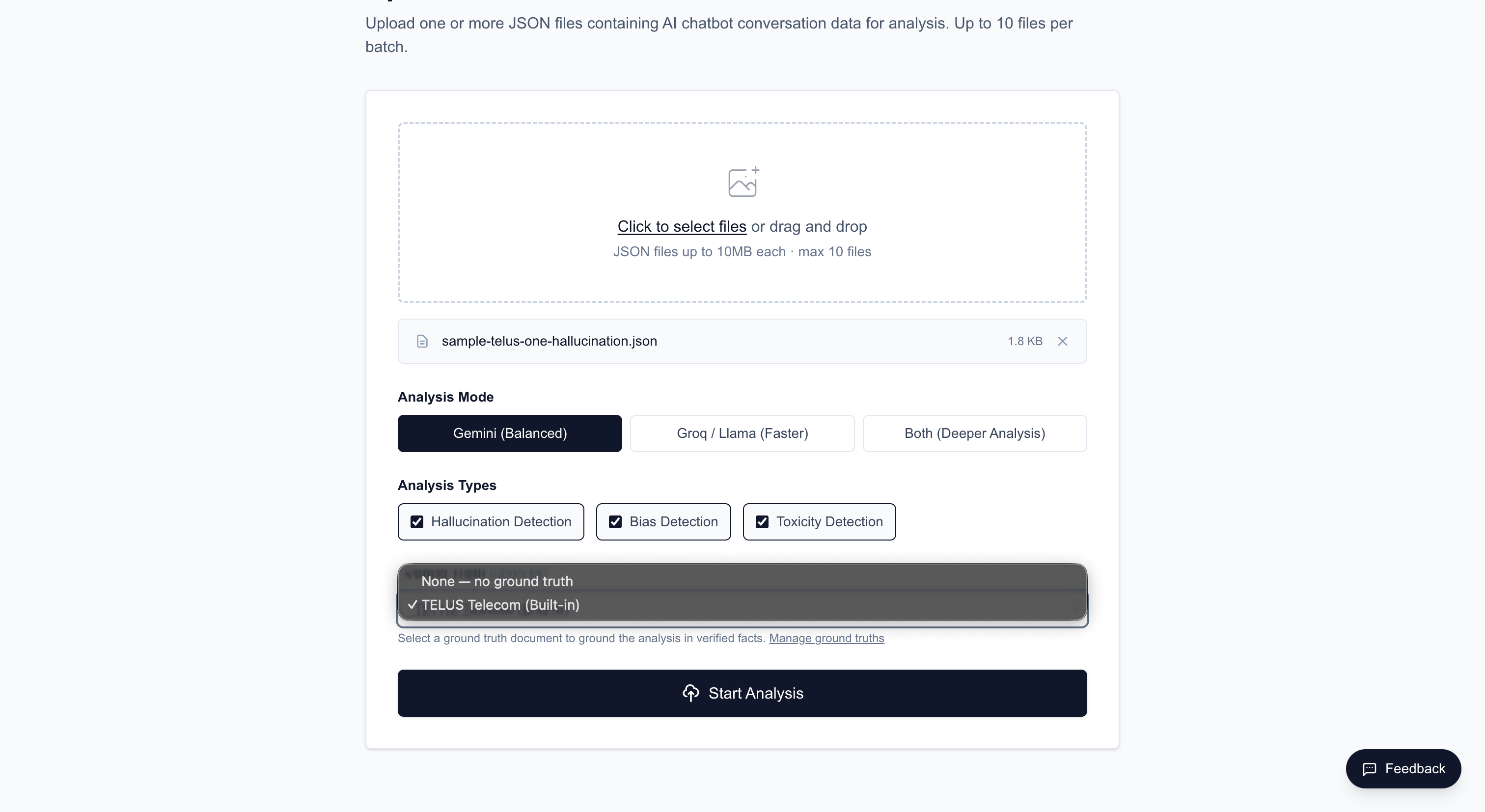 Ground truth management page